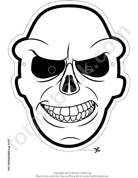 Skull Outline Mask Template Printable Pdf Download