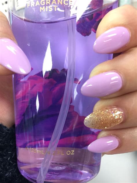 purple and gold almond shaped nails gel polish purple gel nails gel nails long gold nails sns