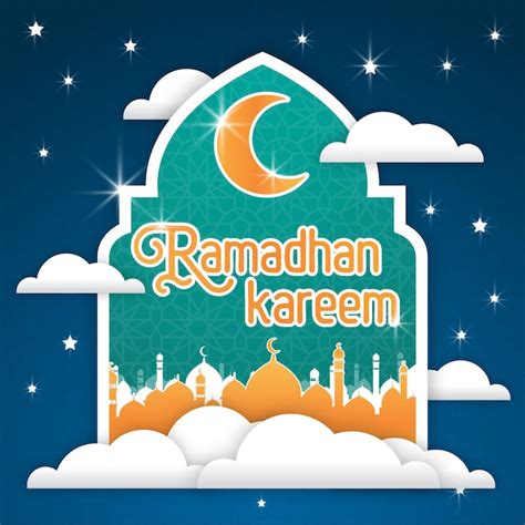 Ramadhan Kareem Greeting Card Poster Template Premium Vector