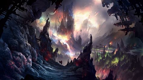 Fantasy Art Illustration Colorful Painting Cave