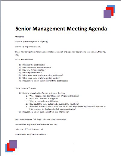 senior management meeting agenda template printable meeting agenda