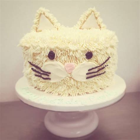White Buttercream Cat Kitten Cake Sugar Cookie Ears For Boy Or Girl