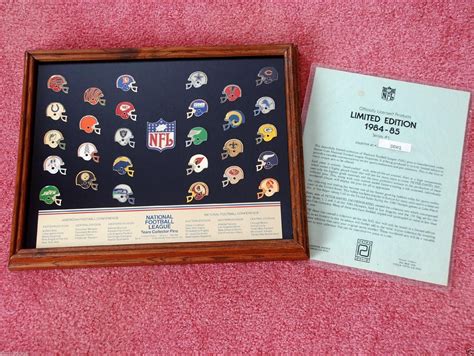 Nfl Team Collector Pins 1984 85 The Sale Is For A Framed Set Of