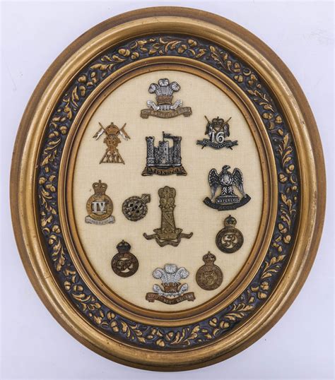 Sold Price Antique British Military Cap Badge Framed Display 14x12