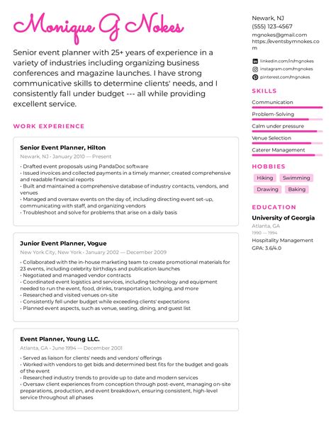 Event Planner Resume Example And Writing Tips For 2022