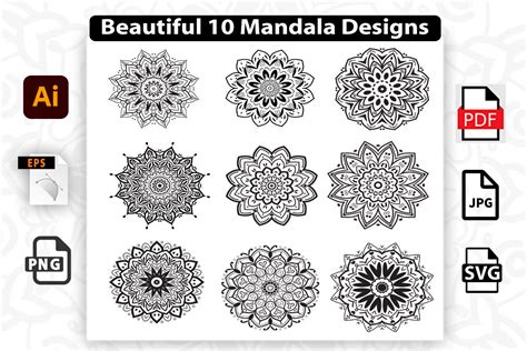 10 Mandala Designs By Designrains Thehungryjpeg