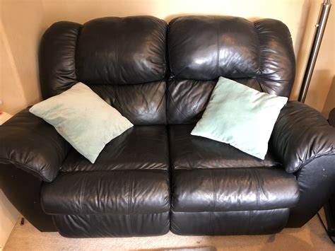 Ashley Black Leather Sofa Set Table With Free Delivery Connecting