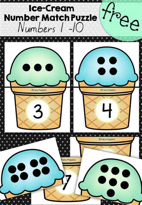 Ice-Cream Number Matching Puzzles (1-10) | Math activities preschool