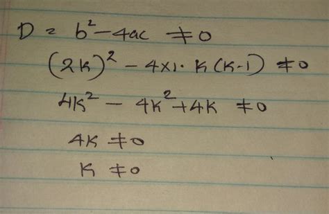 what is the value of k such that the quadratic equation kx 2 x 8 x 10 0 has two distinct real