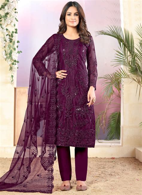 Shop Online Purple Color Trendy Salwar Kameez 164097