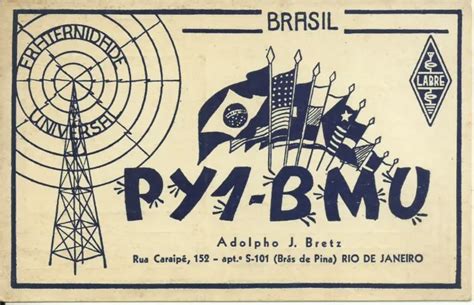 Vintage Py1bmu Rio De Janeiro Brazil 1959 Amateur Radio Qsl Card 5 99 Picclick