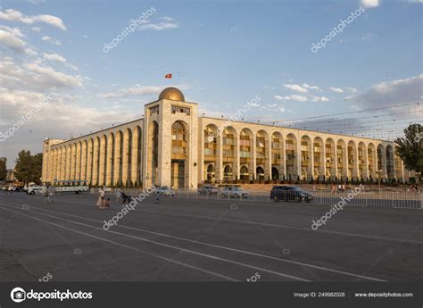 Bishkek, formerly pishpek and frunze, is the capital and largest city of kyrgyzstan. Bishkek, Kyrgyzstan August 9 2018: Building in oriental ...