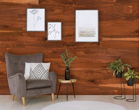 Natural Walnut Originals Hardwood Plank Wood Paneling Living Room