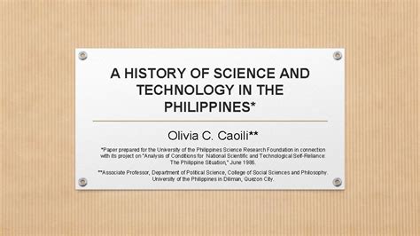 History Of Science And Technology In The Philippines By Caoli TRYHIS
