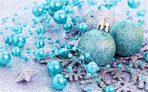 Blue Christmas Balls Stars Snowflakes Blue Tinsel Happy New Year