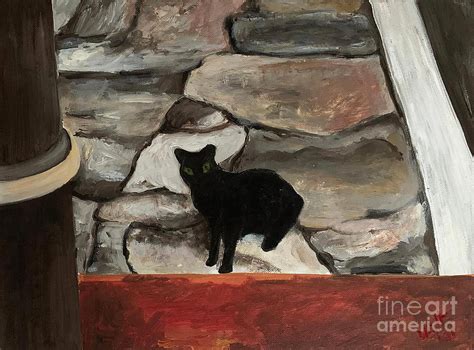 Black Cat Green Eyes Painting By Debbie Wright Swisher Fine Art America