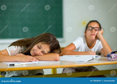 Two Girls Are Bored In Classroom Stock Image Image Of Kids Caucasian