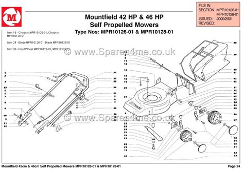 Mountfield 42 HP Self Propelled Mowers Spare Parts Diagrams Schematics