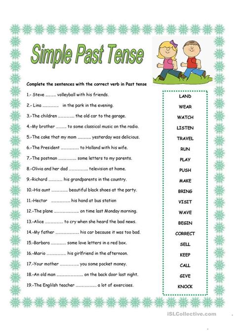 SIMPLE PAST TENSE English ESL Worksheets For Distance Learning And