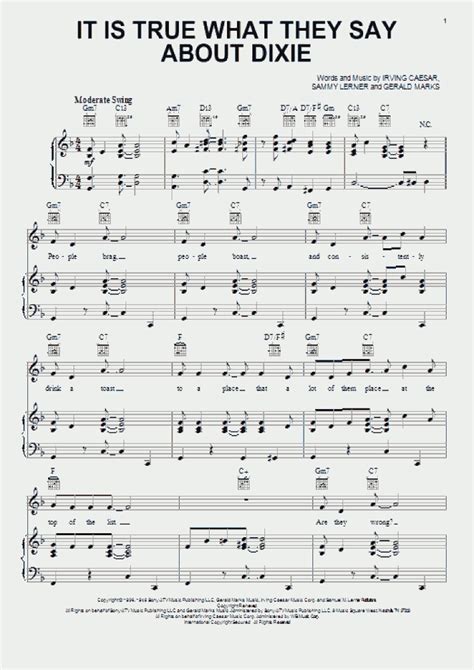 Is It True What They Say About Dixie Piano Sheet Music