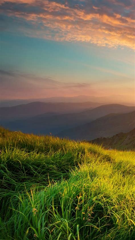 Natural Summer Mountain Valley Landscape During Sunrise