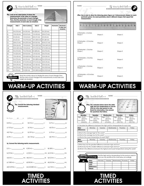Measurement Drill Sheets Grades 6 To 8 Print Book Lesson Plan