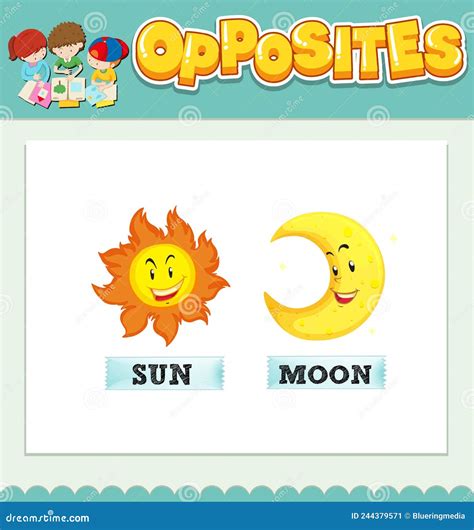 Opposite Words For Sun And Moon Stock Vector Illustration Of Artistic