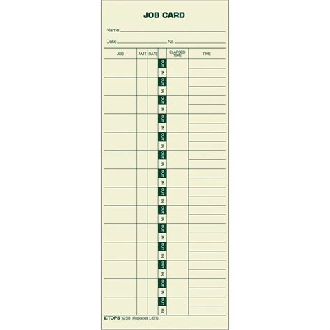 Tops Job Costing Time Card Madill The Office Company