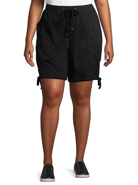 Terra And Sky Womens Plus Size Solid Cargo Shorts