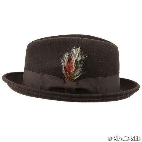 Unisex Men Women 100 Felt Wool Crushable Fedora Brim Feather Hat Size