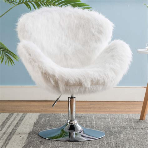 Buy Hiandyeah Comfy Faux Fur Cute Desk Chair No Wheels Swivel Height