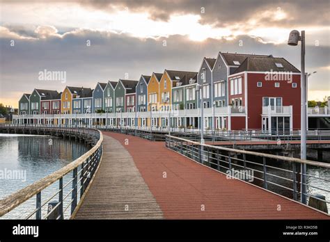 Dutch Modern Colorful Vinex Architecture Style Houses At Waterside