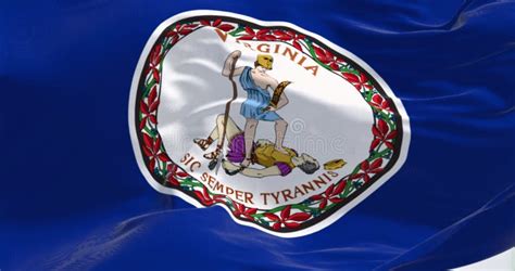 Close Up Of Virginia State Flag Waving In The Wind Stock Illustration