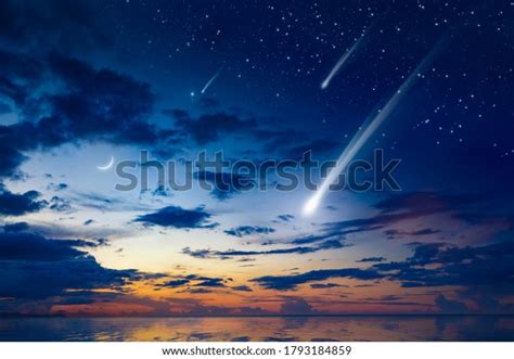 Amazing Heavenly Image With Beautiful Glowing Sunset Comet And