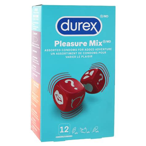 Pleasure Mix Lubricated Latex Condoms In 12 Pack Durex Condoms Canada