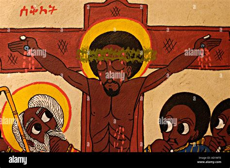 Ethiopian Orthodox Church Fresco Painting With Black Jesus Christ