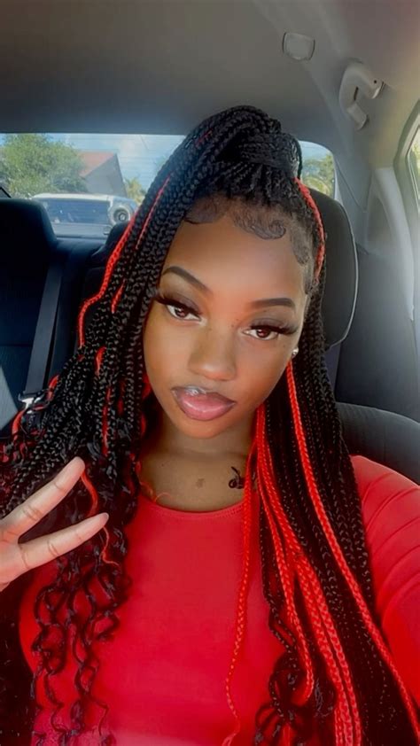 Knotless Braids Red And Black Braids Braids With Curly Ends Knotless
