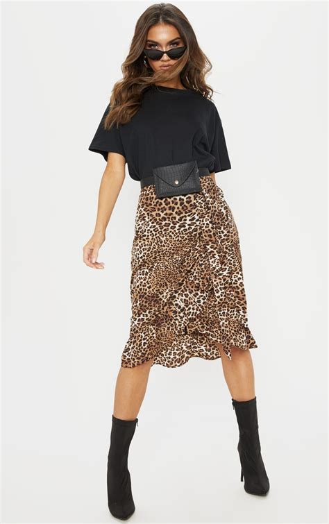 Brown Leopard Frill Skirt Skirts Prettylittlething