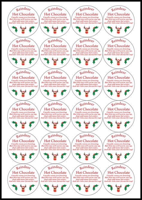 Diy Christmas Sweet Bag Stickers Reindeer Hot Chocolate