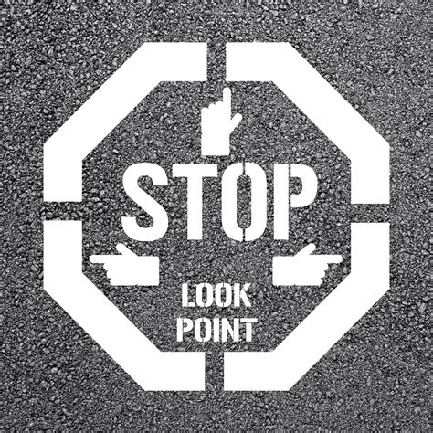 Stop Look And Point With Hand Gestures Stencil 18Â Stop