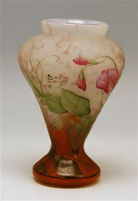 Daum Nancy Vase Art Nouveau Flowers Vetches France Lorraine C1900 05