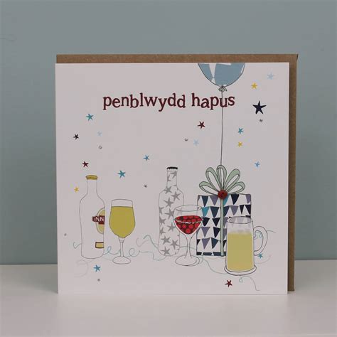 happy birthday card in welsh birthday drinks theme by molly mae