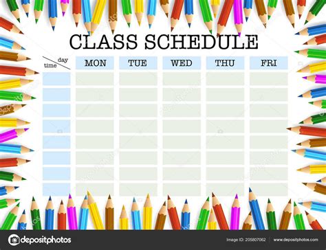 Class Schedule Office Template - Cards Design Templates