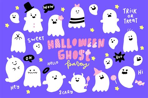 Cute Halloween Ghosts Illustrations Halloween Illustration Cute