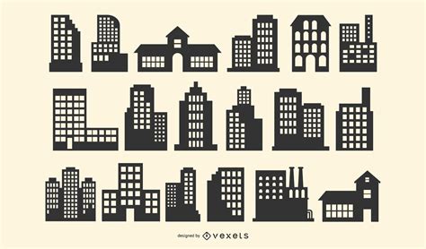 Building Silhouette Vector Pack Vector Download