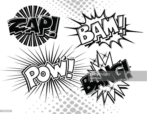 Comic Book Action Words Pow Bam Zap Bang High Res Vector Graphic