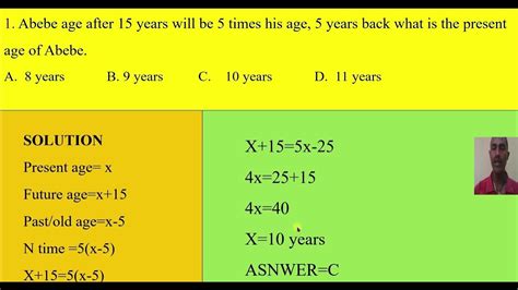 How To Calculate Age Problem In Past Age Present Age Future Age Youtube