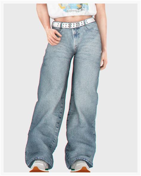 👖 Low Waist Loose Baggy Denim Pants 👖 For Males Sims 4 Male Clothes