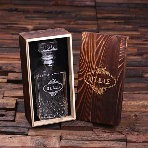 Bliss wood multikeep gift box. Personalized Whiskey Decanter with Wood Gift Box ...