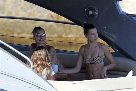 Hailey Bieber And Bella Hadid Put On Their Bikinis As They Climb Aboard